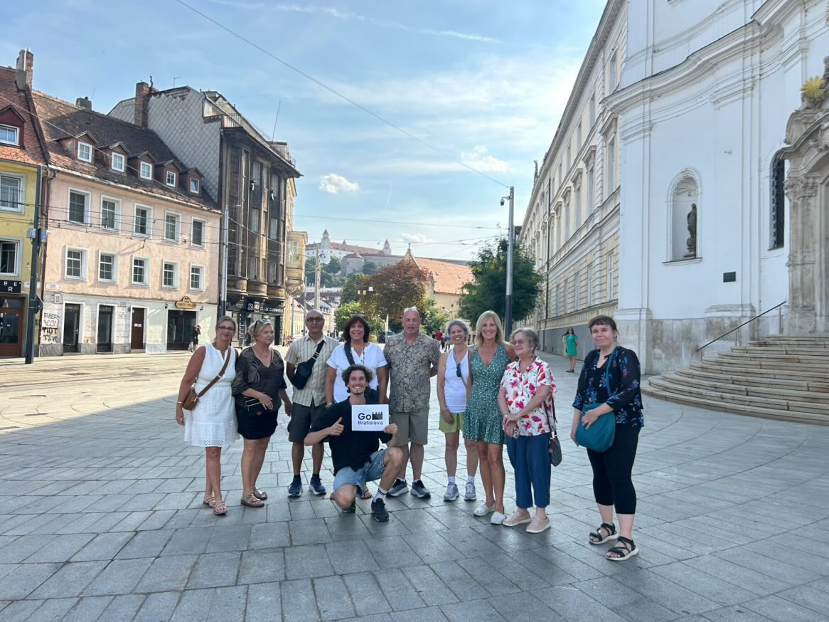 Group of American tourists on a food tour in Bratislava