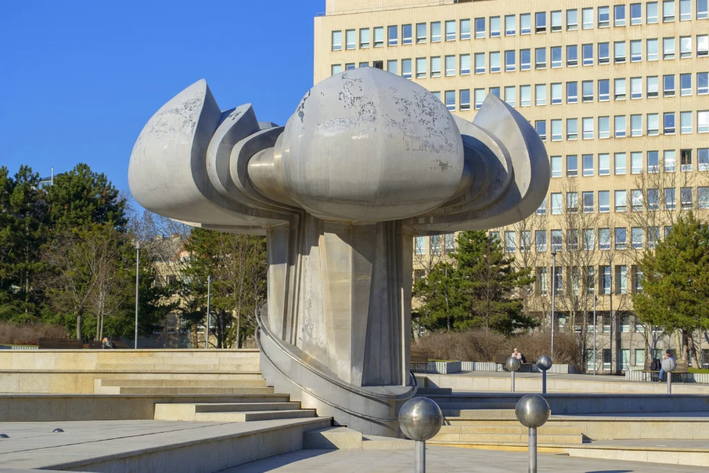Soviet modernist monument and abstract architecture in Bratislava.