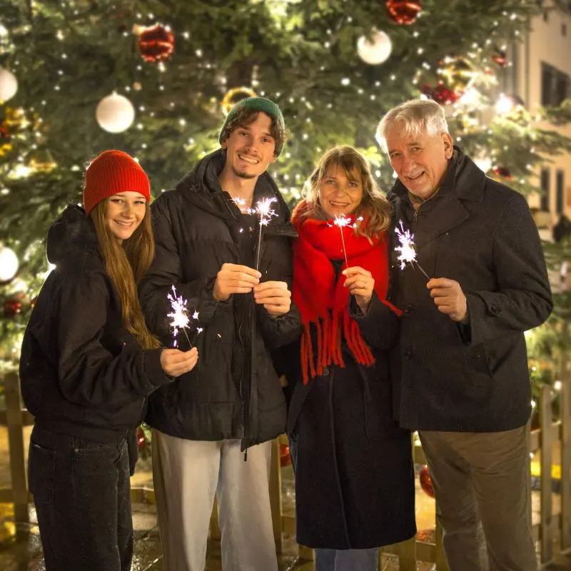 Night atmosphere at historical Bratislava Christmas markets food tour.